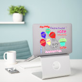 Sticker 10e anniversaire fille Ballons Cupcake Vinyl (Ordinateur portable sur le bureau)