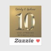 Sticker 10e anniversaire Mariage d'or métallique (Feuille)