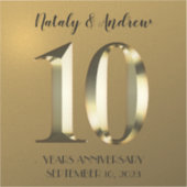 Sticker 10e anniversaire Mariage d'or métallique (Recto)