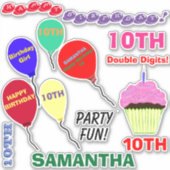 Sticker 10e Cupcake Anniversaire Fille Ballons Vinyl (Devant)