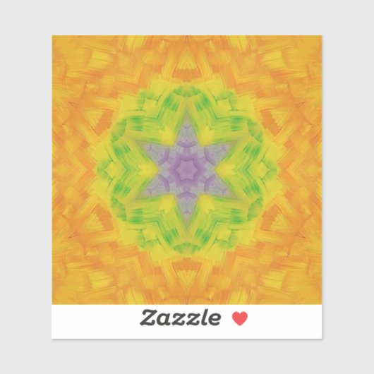 Sticker 10Un Unique Orange Jaune Violet Vert Étoile Mandal (Feuille)