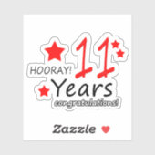Sticker 11e anniversaire du Mariage - 11 ans Anniversaire (Feuille)