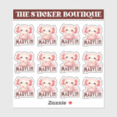Sticker 12 En Un Migné Nom Personnalisé Sweet Axolotl Pack (Feuille)