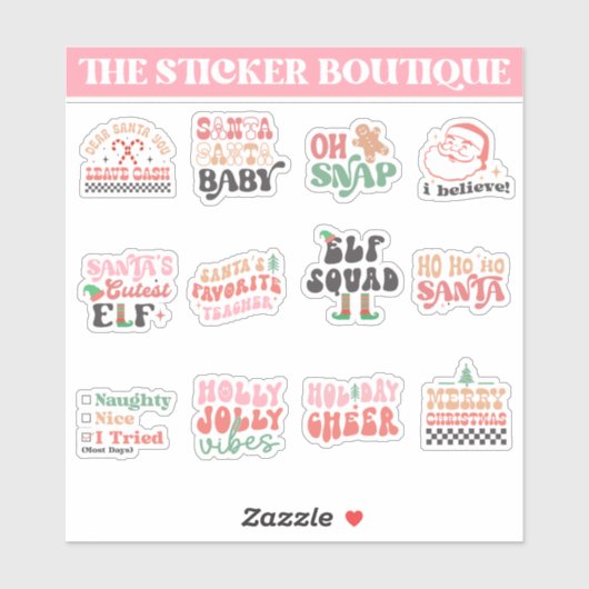 Sticker 12 En Un Pack De Noël Jouant - Conception Festive (Feuille)