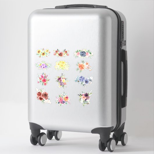 Sticker 12 Fleurs aquarelles (Sur valise)