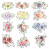 Sticker 12 Fleurs aquarelles (Devant)