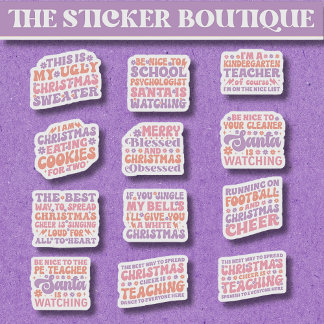 Sticker 12 In One Festive Cute Retro Christmas Cheer 