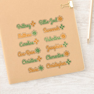 Sticker 12 Noms de liste d'invités Étoiles mignonnes Vert 