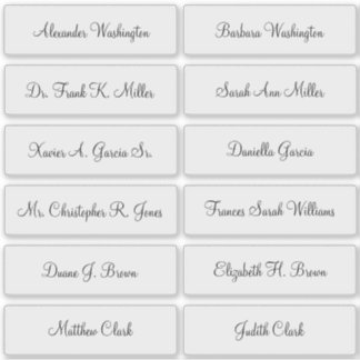 Sticker 12 Noms d'invités de mariage Écriture élégante