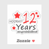 Sticker 12e anniversaire du Mariage - 12 ans Anniversaire (Feuille)