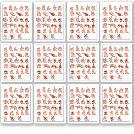 Sticker 12pcs American Sign Language Alphabet Board, Asl  (Devant)
