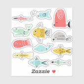 Sticker 12x Poisson de dessin (Feuille)