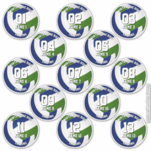 Sticker 13 couleurs du club de volley-ball bleu vert pour