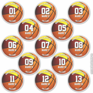 Sticker 13 équipe de sports d'or de maroon couleurs basket