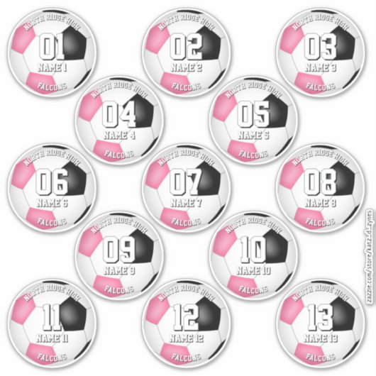 Sticker 13 joueurs de football couleur rose (Devant)