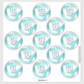 Sticker 13 joueurs de volley-ball assez turquoise (Feuille)