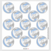 Sticker 13 joueurs de volley-ball bleu clair gris (Feuille)