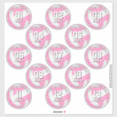 Sticker 13 joueurs de volley-ball boho floral paisleys ros (Feuille)