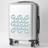 Sticker 13 joueurs de volley-ball gris turquoise couleurs (Sur valise)