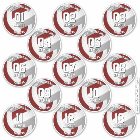 Sticker 13 joueurs de volley-ball marron gris équipe coule (Devant)