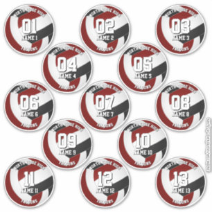Sticker 13 joueurs de volley-ball marron noir couleurs