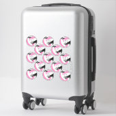Sticker 13 joueurs de volley-ball rose noir couleurs (Sur valise)