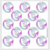 Sticker 13 joueurs de volley-ball rose violet bleu (Feuille)