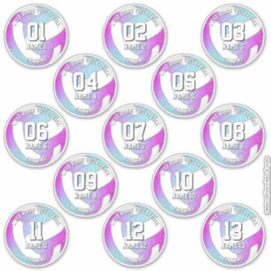 Sticker 13 joueurs de volley-ball rose violet bleu