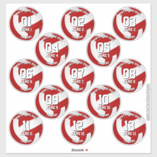 Sticker 13 joueurs de volley-ball rouge blanc