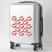Sticker 13 joueurs de volley-ball rouge blanc (Sur valise)