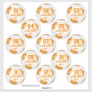 Sticker 13 pc set orange blanc équipe couleurs son footbal