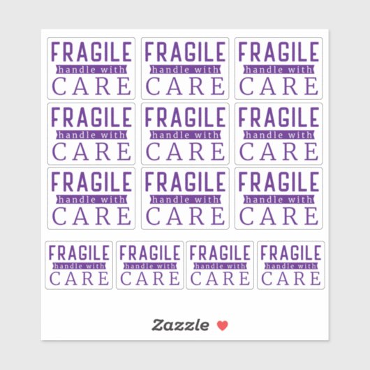 Sticker 13 Poignée Violette Fragile Avec Soin Petite Entre (Feuille)