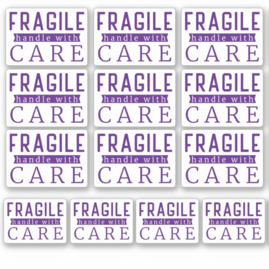 Sticker 13 Poignée Violette Fragile Avec Soin Petite Entre (Devant)