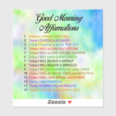 Sticker 14 Affirmations du bon matin - Pensée positive (Feuille)