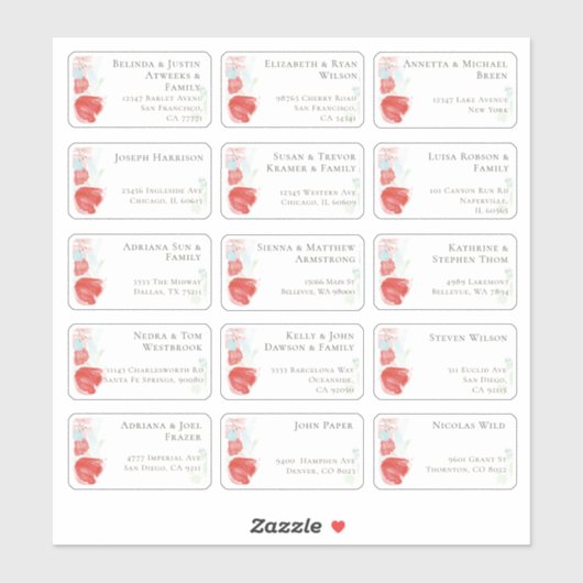 Sticker 15 Mariage individuel Nom du client Adresse Sticke (Feuille)