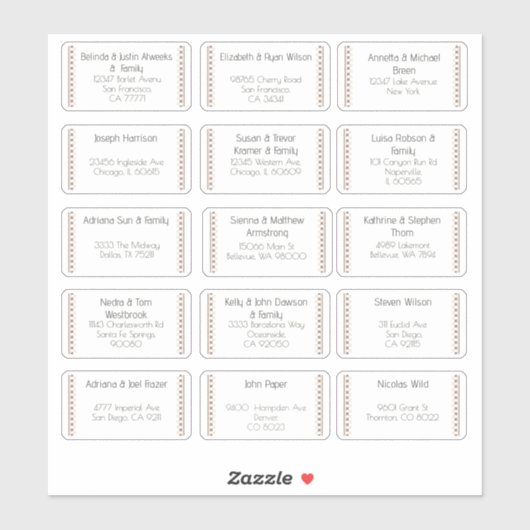 Sticker 15 Mariage individuel Nom du client Adresse Sticke (Feuille)
