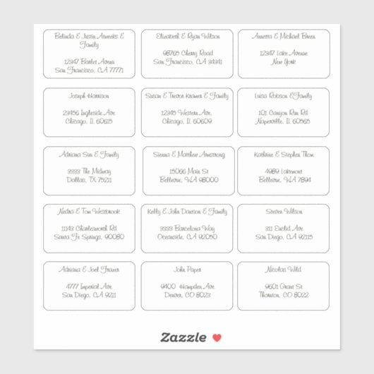 Sticker 15 Nom de l'invité individuel Adresse (Feuille)