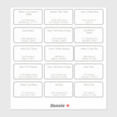Sticker 15 Nom du client Mariage individuel simple Adresse (Feuille)