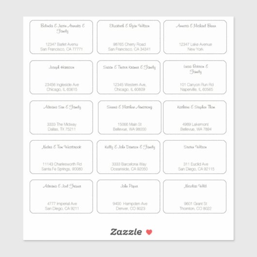 Sticker 15 Nom du client Mariage individuel simple Adresse (Feuille)