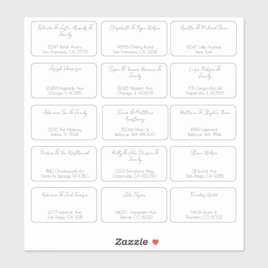 Sticker 15 Nom du client Mariage individuel simple Adresse (Feuille)