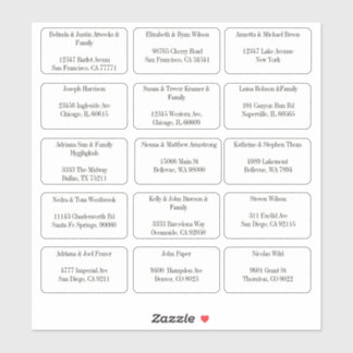 Sticker 15 Nom individuel simple de l'invité Adresse