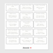 Sticker 15 Nom individuel simple de l'invité Adresse (Feuille)