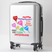 Sticker 15e Anniversaire Ballons Coeurs Personnalisés Viny (Sur valise)