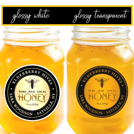 Sticker (16) 3" Glossy PVC Queen Bee Honey Mason Jar Étiqu