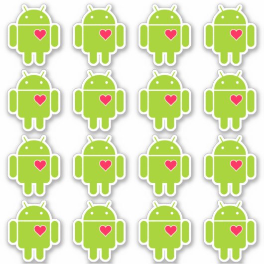 Sticker 16 Android Robot Love (Devant)