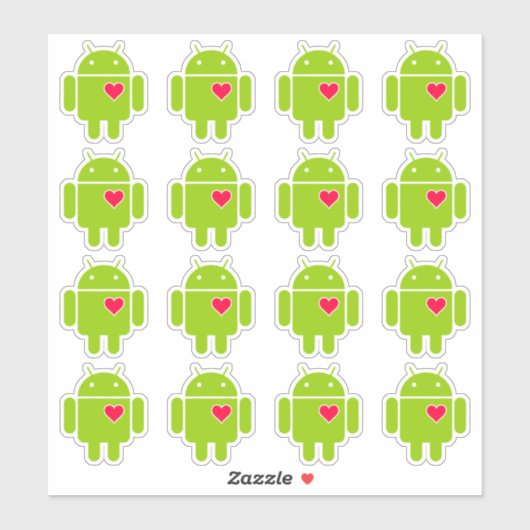 Sticker 16 Android Robot Love (Feuille)