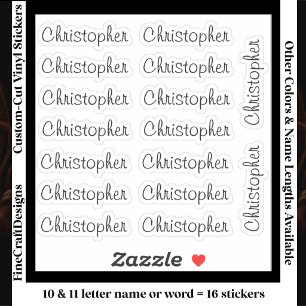 Sticker 16 Lettres Personnalisées Moderne 10/11 Nom Mot No