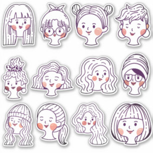Sticker 16 visages de femmes célébrant la Journée de la fe