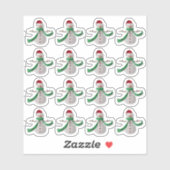 Sticker 16 x Christmas Snowman Green Red, effet 3D, K-Cut (Feuille)