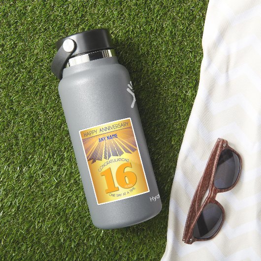 Sticker 16 Year | Golden Ray 12 Step CUSTOM NAME (HydroFlask Insitu)